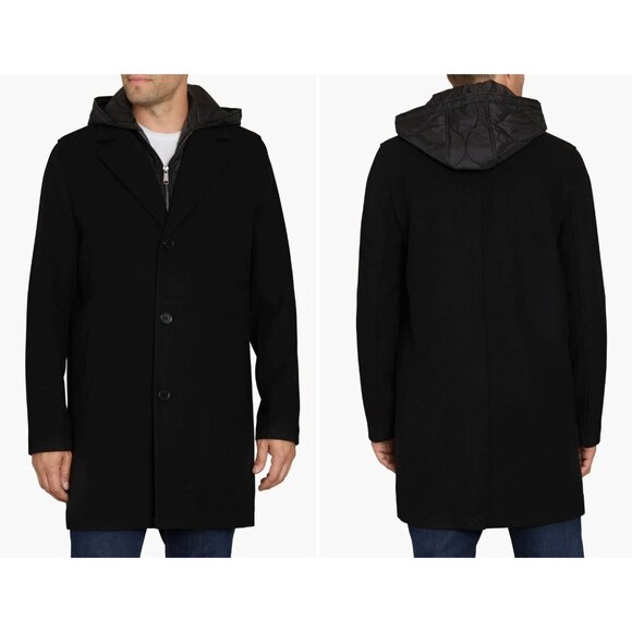 New Sam Edelman Men's Size XL Single Breasted Wool Blend Hooded Coat *Defect* - Picture 5 of 16